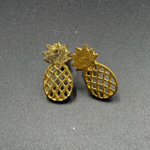 Mini Pineapple Earrings Gold Tone Studs